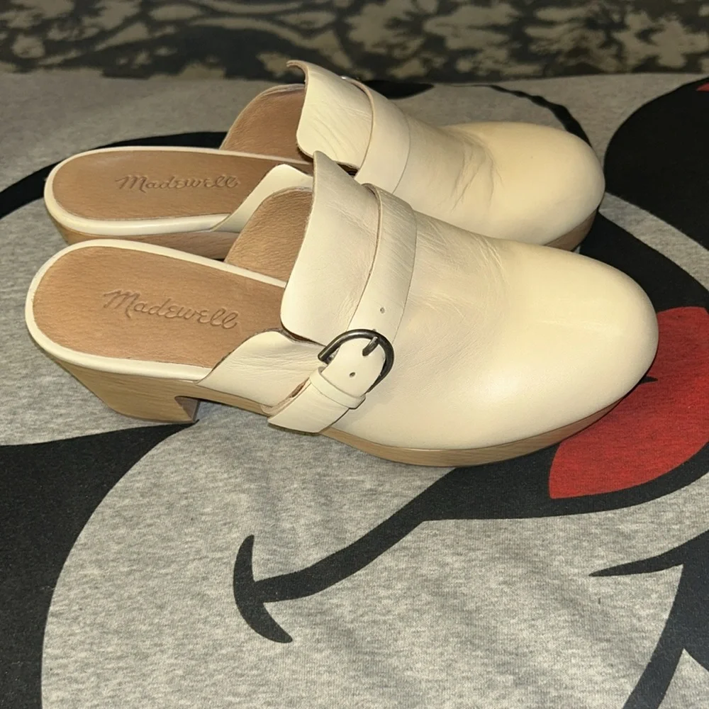 Madewell The Monique Buckle Clog in Bone Size 7 - Picture 5 of 15
